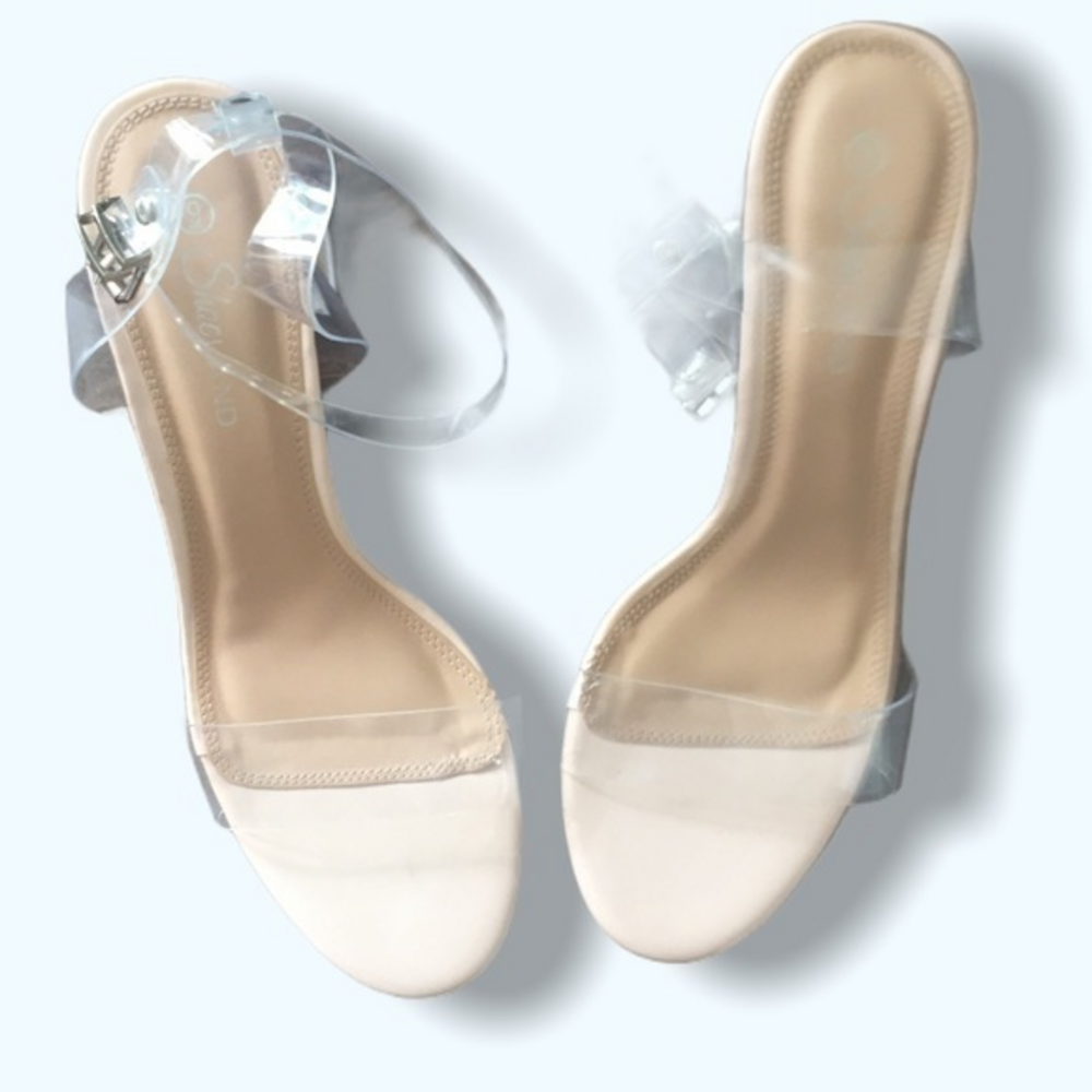 Shoe Land Clear‎ Ankle Strap and Heel 9 EUC